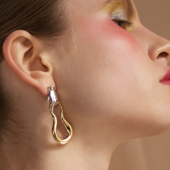 Golden Grip Hand Drop Earrings - Picture 3 of 5